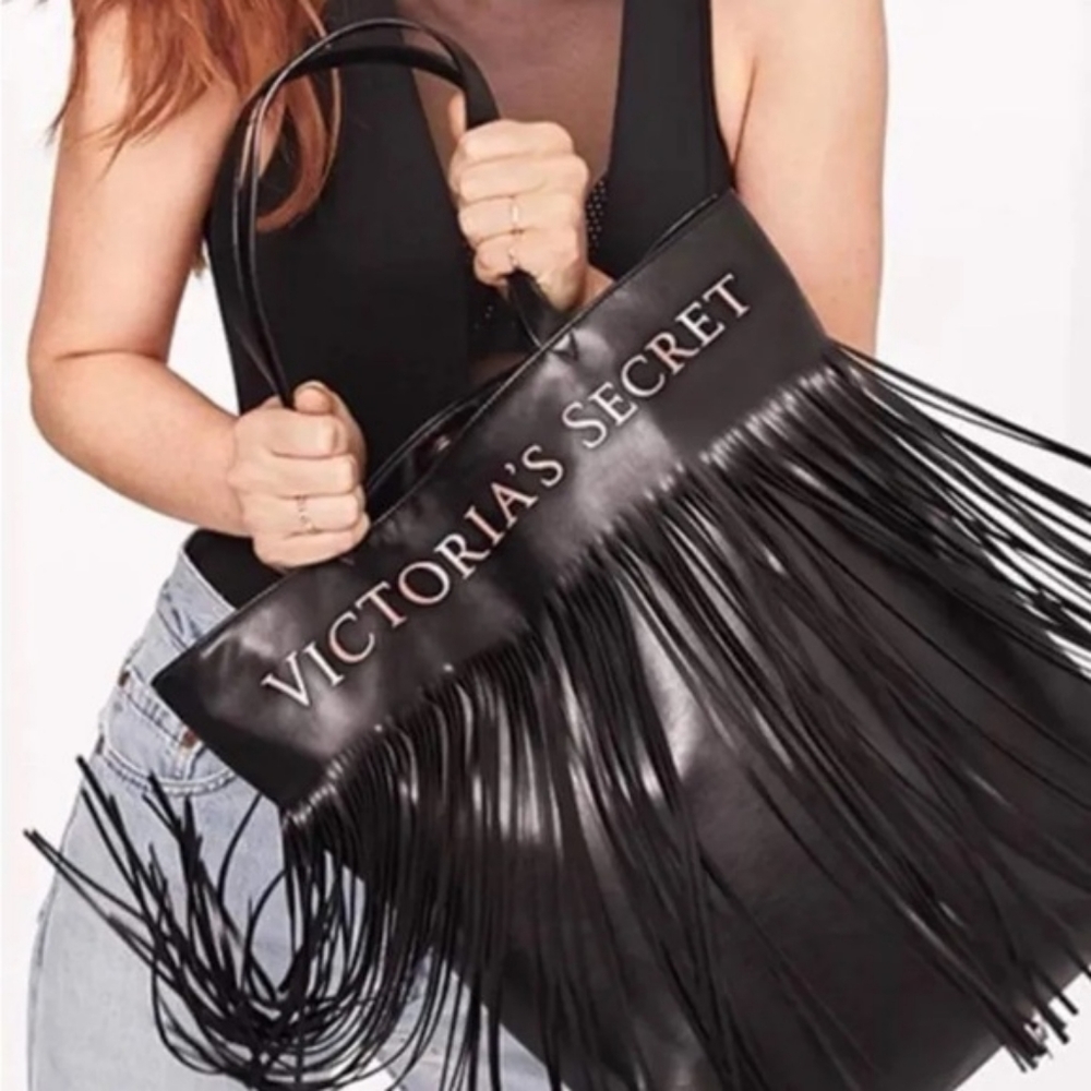 Victoria's Secret Women's Faux Leather Fringe Tote Bag